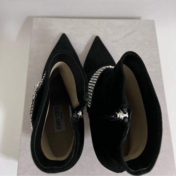Jimmy Choo Kaza Suede Crystal-Buckle Booties size 39.5/US 9 Authentic - Picture 6 of 8